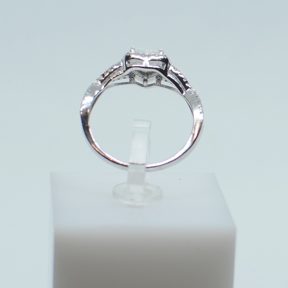 .925 Sterling Silver White Opal CZ Heart Ring - Picture 3 of 6
